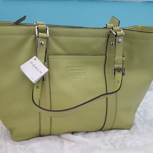COACH Lime Green Leather Tote Bag